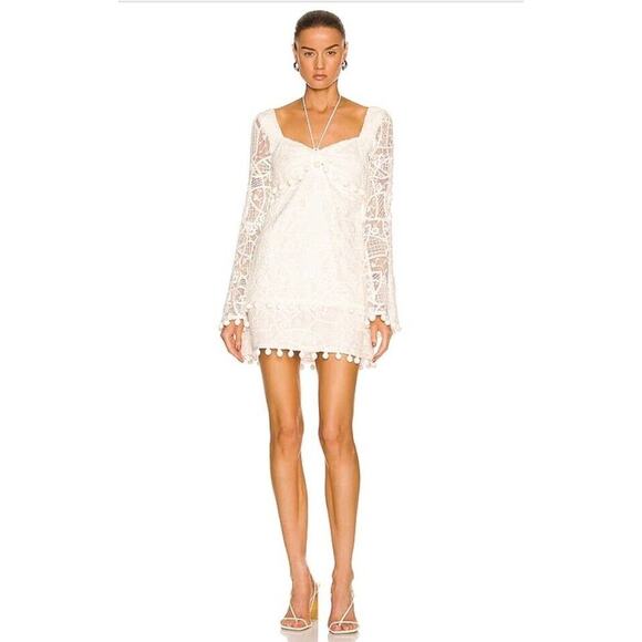 ALEXIS White Embroidered Pom Pom Lace Coachella Bride Clarra Dress Size … - Picture 6 of 16